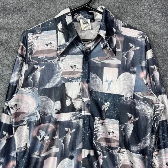 Vintage 70's Kennington Poly Mickey‎ Mouse Fantasia Disney Shirt Disco men M